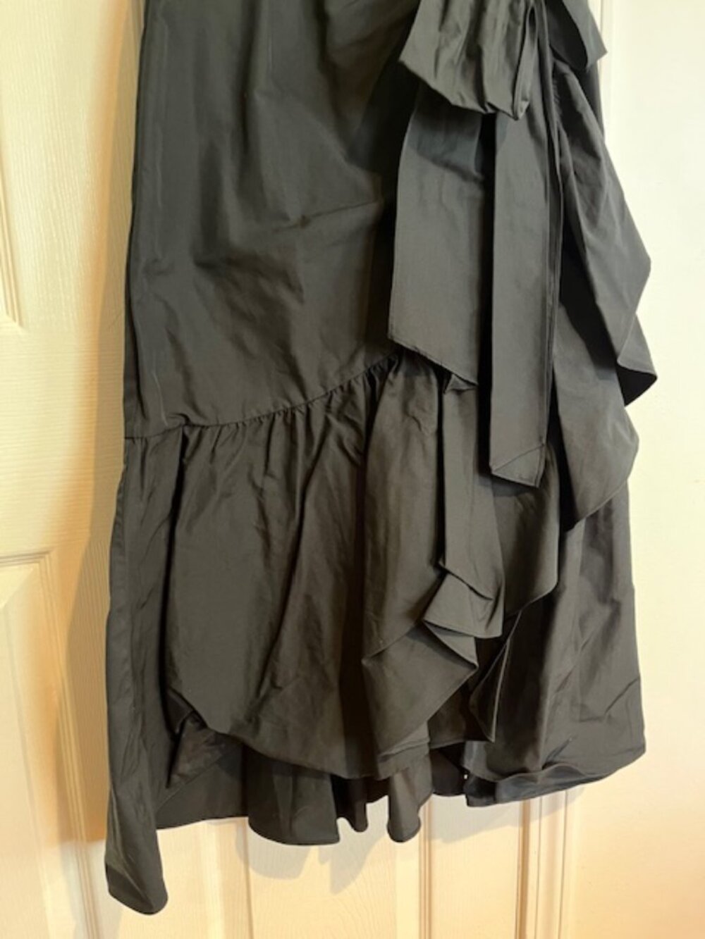 Rebecca Taylor Black Taffeta Wrap Dress w/ Ruffle Hem | Size 6 | NWT - Picture 6 of 14